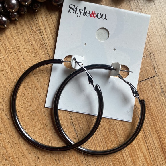 J crew costume set platinum rhinestone beaded bracelet & matching hoops NIB - Picture 6 of 12